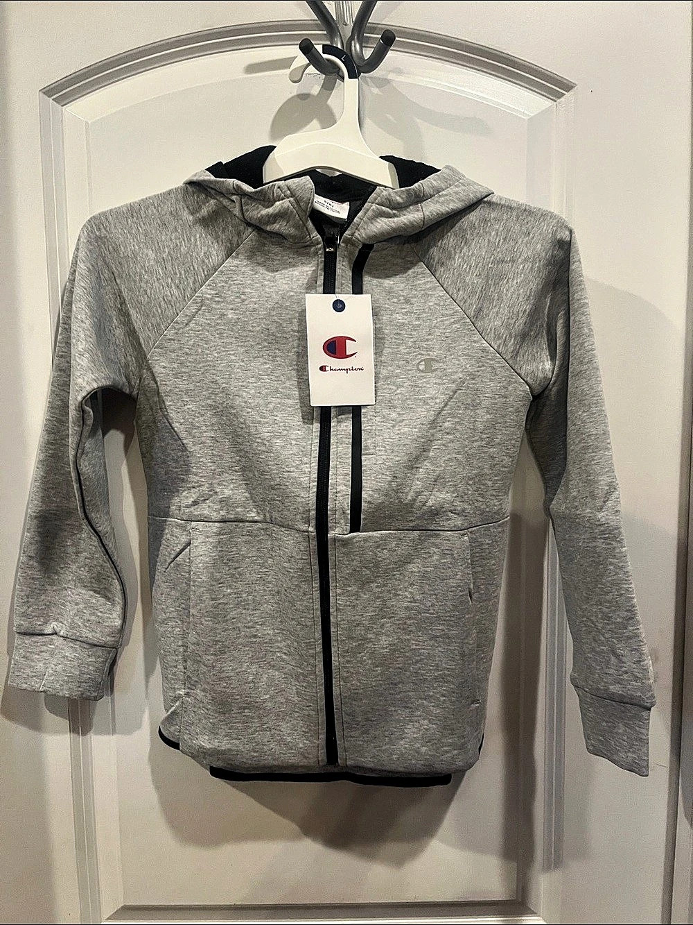 Champion Double Knit Zip Up Hoodie Boys Size Small (8) Gray Zip Hoodie NWT